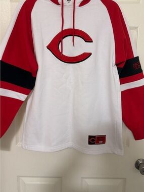 Lee  Red and White Hoodie with Logo Patch